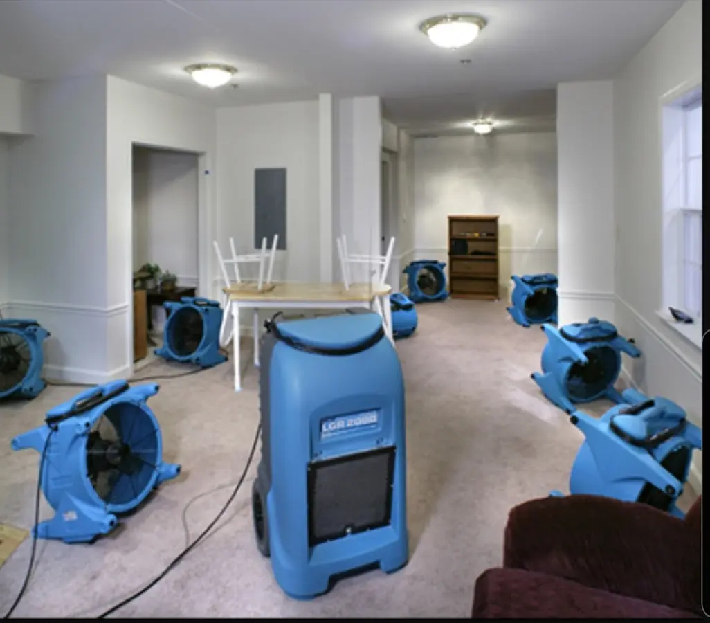 Air movers and dehumidifier setup for Water Extraction & Removal in Park City